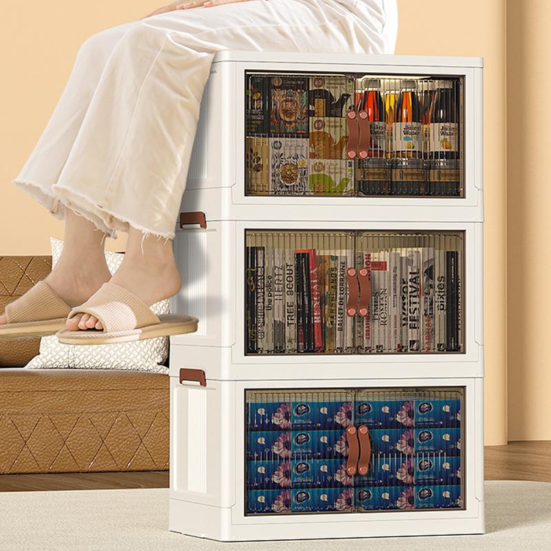 1 multi-layer foldable storage box, large capacity, vertical pulley, magnetic door design, suitable for households, etc