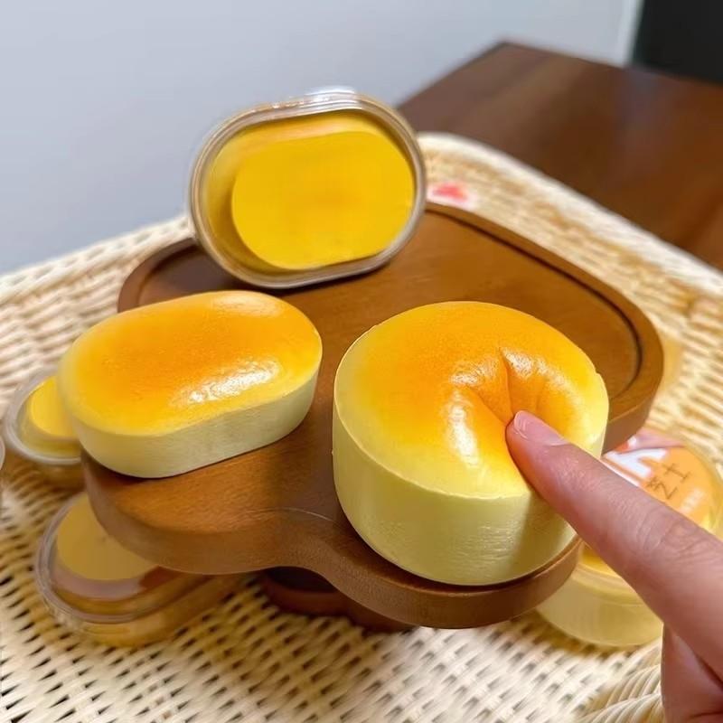 1Pc Squishy Realistic Cheese Cake Slow Rebound Stress Relief Decompression Toys Semi-Cooked Cheese Prank Toys Sticky Fingers