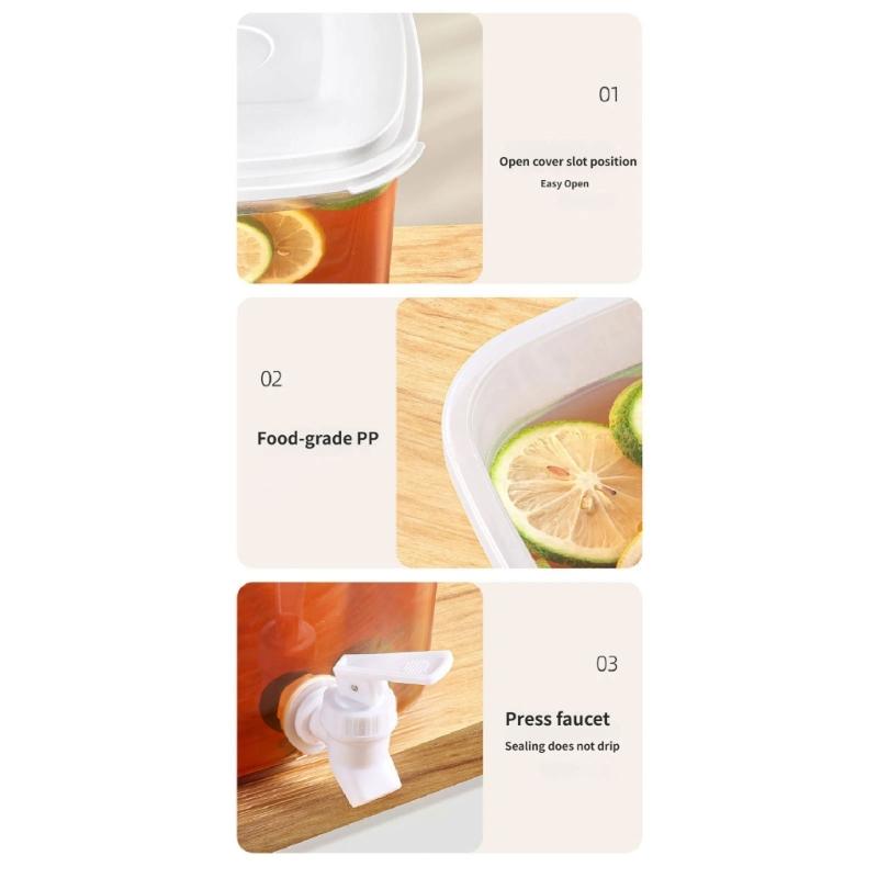 Caraffa per Acqua Trasparente da Frigorifero con Coperchio per Succhi Cold Brew Grande Capacità Dispenser per Bevande Essenziale per la Cucina