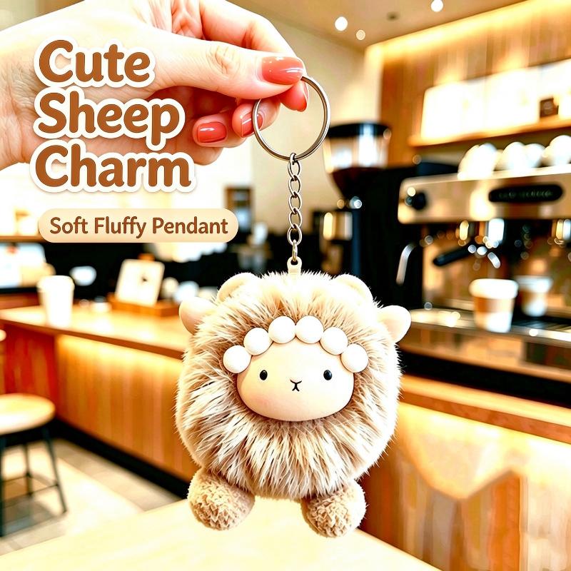 Cute Fluffy Sheep Plush Keychain Soft Fuzzy Material Perfect For Backpack Decoration Birthday Gifts For Kids And Adults