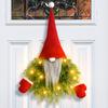 Creative Glowing Faceless Santa Claus Christmas Wreath For Festive Door Decor
