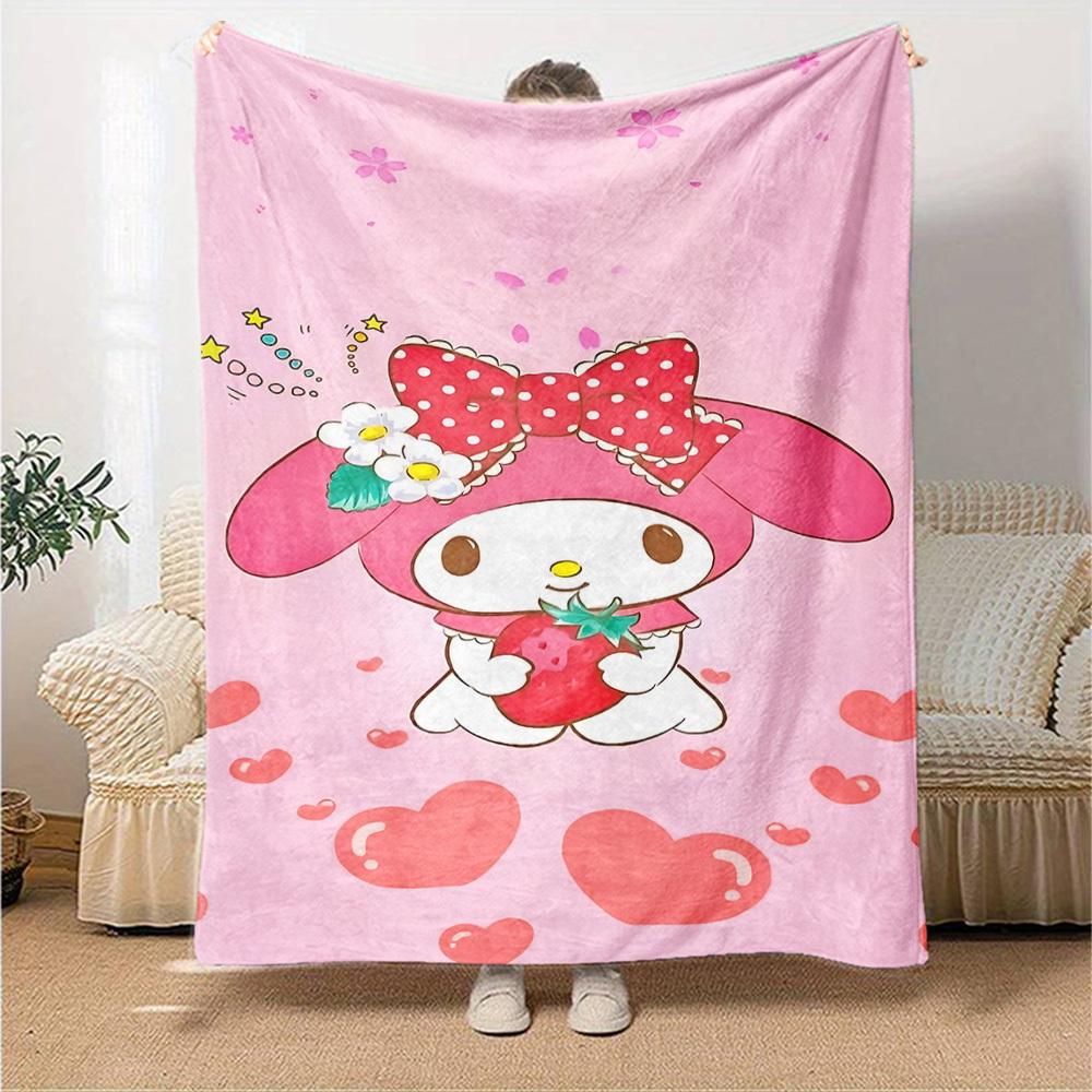1 Stück My Melody Erdbeer-Decke Leichte Flanell-Kuscheldecke für Sofa Bett Reise Camping Wohnzimmer Büro Couch Stuhl