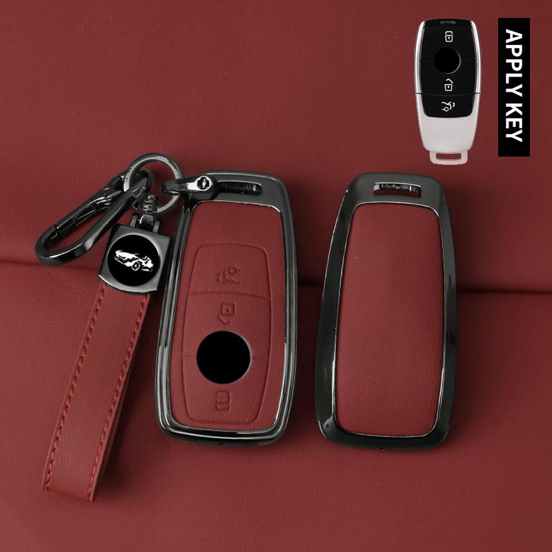 Interior Mouldings Zinc Alloy Leather Car Key Fob Case 3/4 Button Fits 2019 2020 Mercedes-Benz A220 E63S AMG E-Class GLE 350 4MA