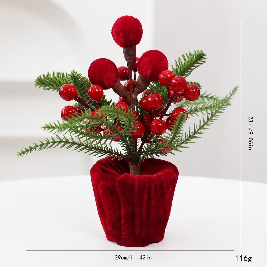 Bordeauxroter Samt Weihnachtsbaumkugel Topfdekoration Weihnachtsfensterbank Kaminsims Schmuck Feiertagsparty Ausstellungsdekoration