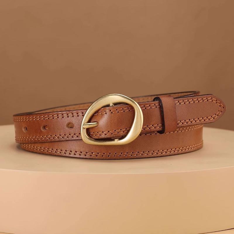 

Meier Vintage chic decorative belt - women s genuine leather belt with copper buckle, top grain cowhide, perfect for jeans 95cm коричневый