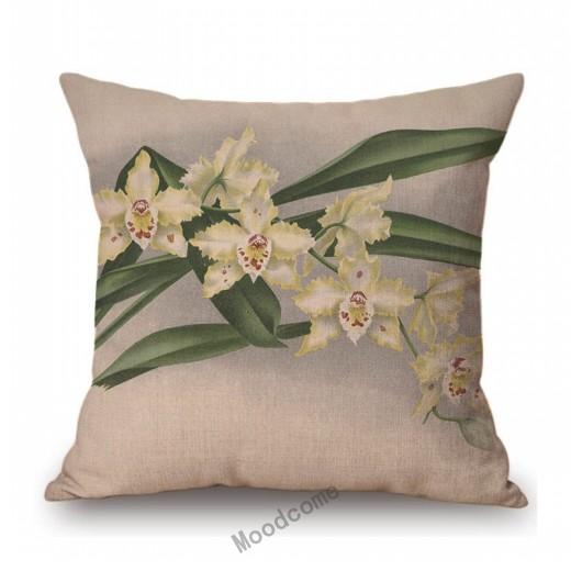 Pink Yellow Orchid Flower Hand Drawing Sketch Painting Home Decorative Sofa Throw Pillow Case Floral Car Seat Cushion Cover Case