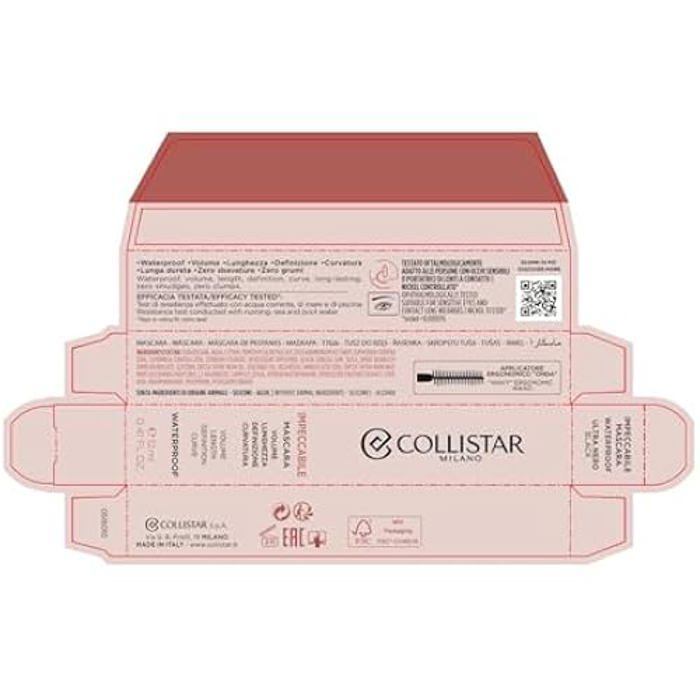 Mascara - COLLISTAR - Impeccabile Waterproof - 12 Ml - Black - Waterproof
