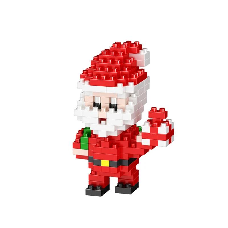 Merry Christmas Micro Building Blocks Santa Claus Elk Snowman Christmas Tree Assembled Mini Bricks Figure Toy For Kid Gifts