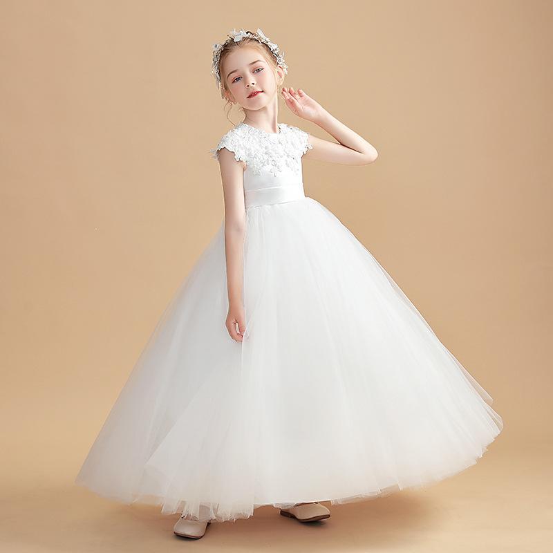 Princess Flower Girl Dress Satin/Tulle Wedding Festivity Celebration Birthday Party Evening-Gown Choir Ceremony Banquet Prom
