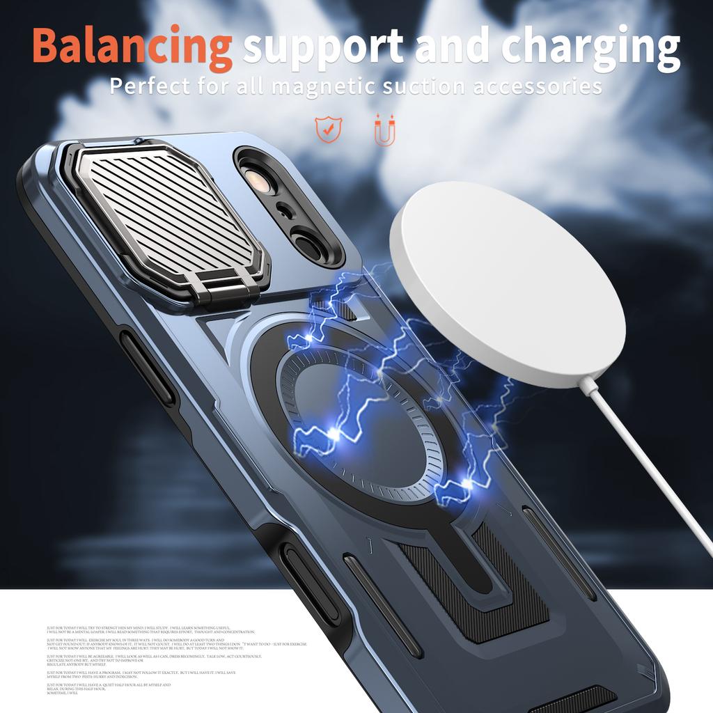 For IPhone 11 12 13 14 15 16 17 Pro Max Air XR 16E 16 Plus Lens Cover Bracket Wireless Charging Magnetic Back Cover Phone Case