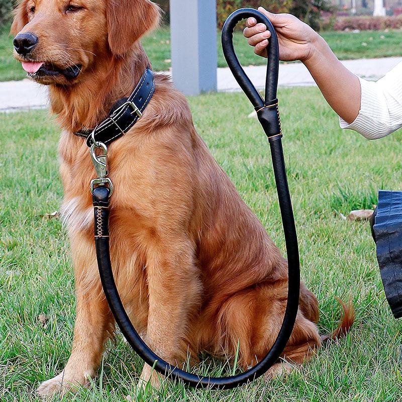 

Large Dog Leather Collar and Leash Set - PU Material, In Stock S Set чёрный