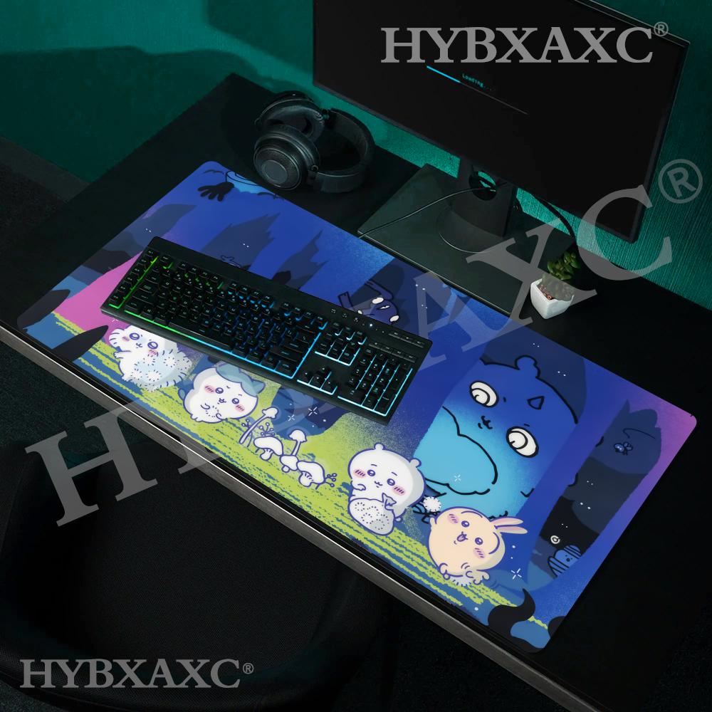 HYBXAXC Anime Deskmat Cchiikawas Keyboard Comic Cute Large Pads Cabinet Rubber Base Pad AntiSlip Mousepad Kawaii Office Mats