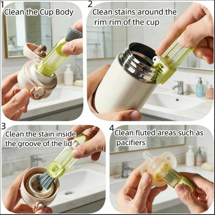 3-in-1 Cup Lid Brush Set, Portable Bottle Brush for Cleaning Cup Mouth, Vacuum Flask & Water Bottle