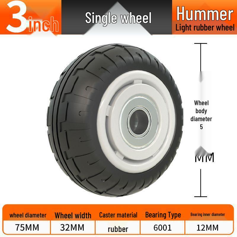 Universal Silent Rubber Caster Wheel - 4, 5, 6, 8 Inch Wear-Resistant for Hand Trucks and Flatbed Trolleys.