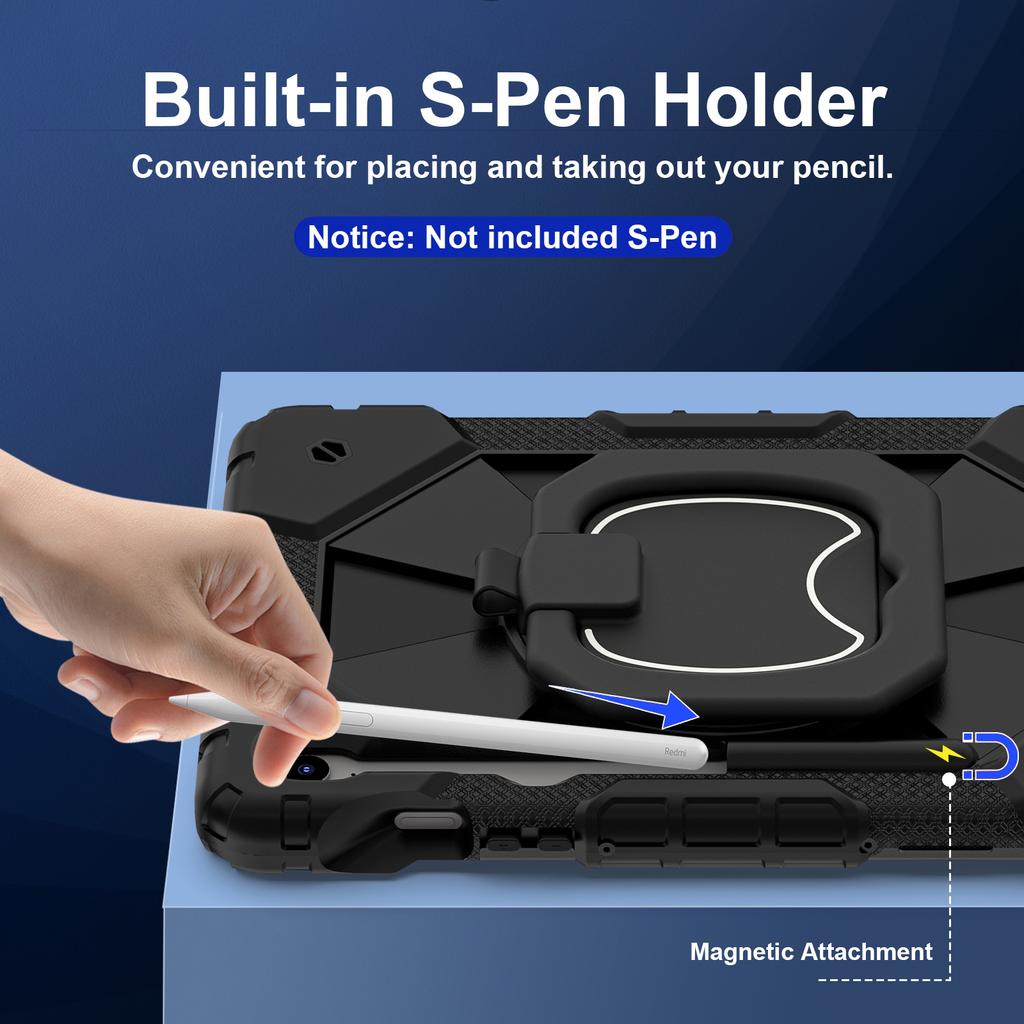 For Samsung Galaxy Tab S10 FE/S9 FE/S9 Case Silicone+PC Kickstand Tablet Cover