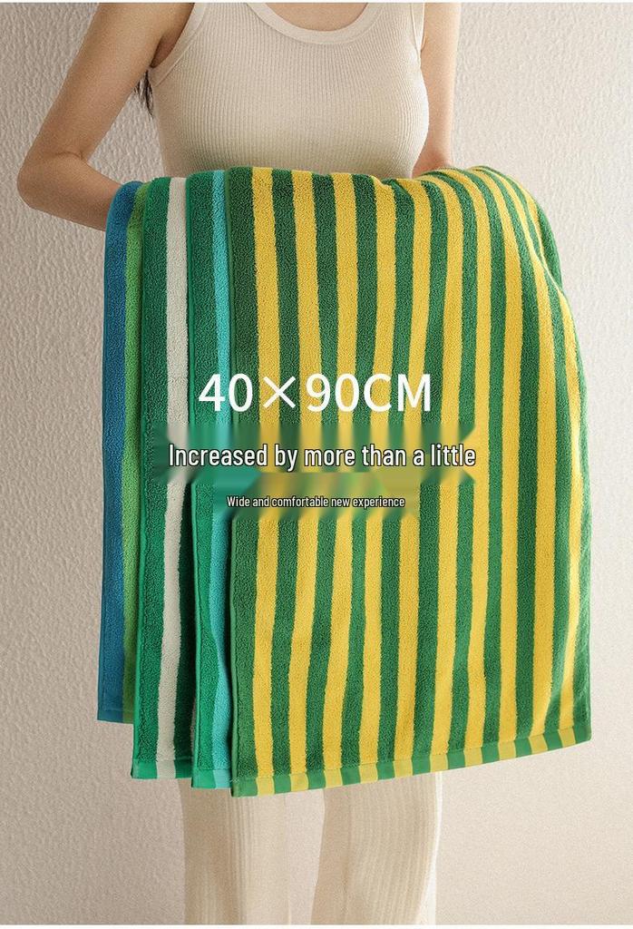 Soft Quick-Dry Oversized Striped Combed Cotton Bath Towel