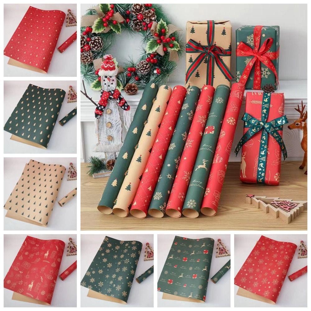 10 Pcs Multifunctional Christmas Gift Wrapping Paper Multi-purpose DIY Crafts Paper  New Year Party