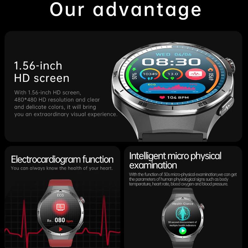2025 Ny EKG+PPG Tre Høye Smartklokke Lipider Urinsyre Blodtrykk Smartklokke Menn NFC Sport HD Anrop Helseklokke for iOS Android