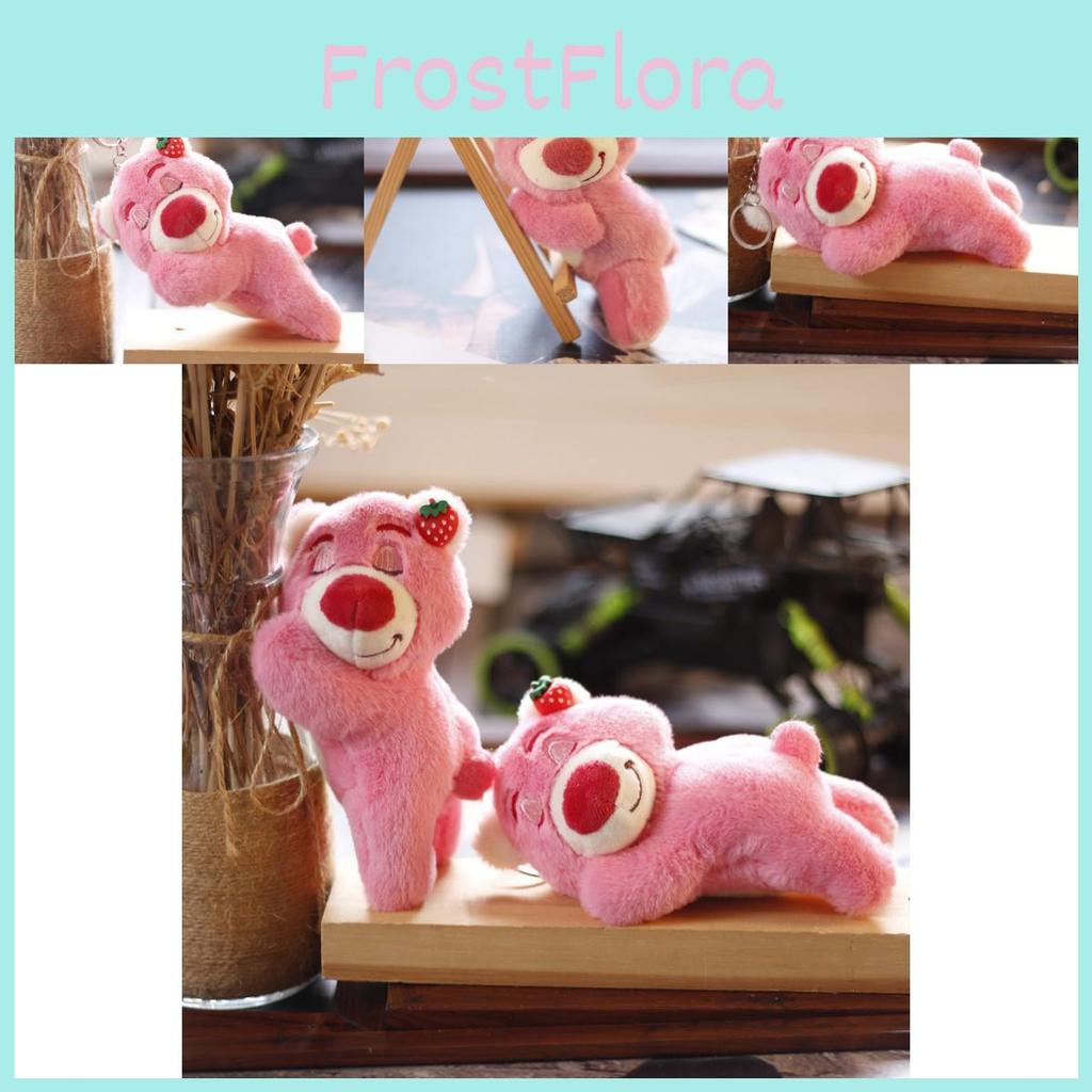 Adorable Pink Bear Plush Keychain Cute Stuffed Animal With Soft Short Plush