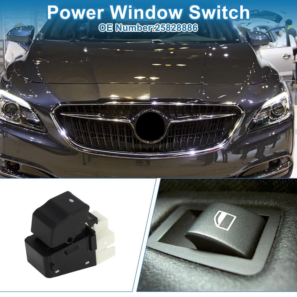 Power Window Switch No.25828886 Rear Passenger Side Window Control Switch for Buick Lacrosse for Chevrolet Impala 2009 Black