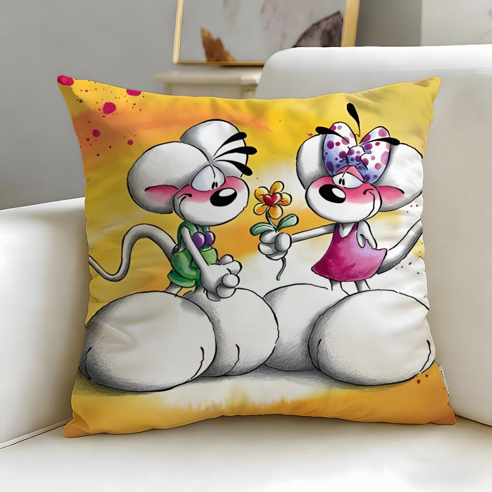 Klassischer Cartoon-Charakter Diddl Kissenbezug Weich & Leicht zu Waschen – Vielseitig für Sofa, Bett, Reise und Büro