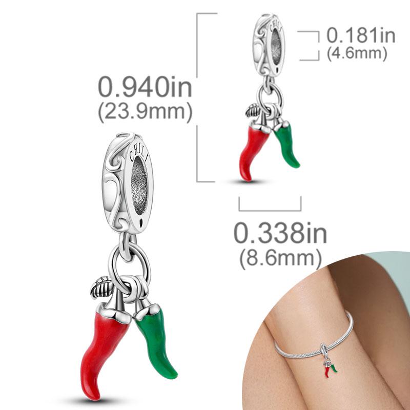 New Copper Plated Red Charms Beads Coffee Cherry Charm Pendant Fit Original Bracelet Diy Women Jewelry Accessories