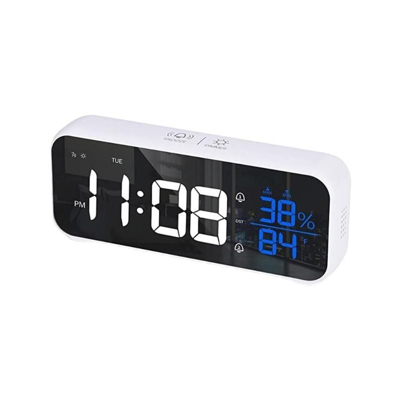 1200mAh Music LED Digital Alarm Clock Voice Control Temperature Humidity Display Desktop Clock Home Table Decoration