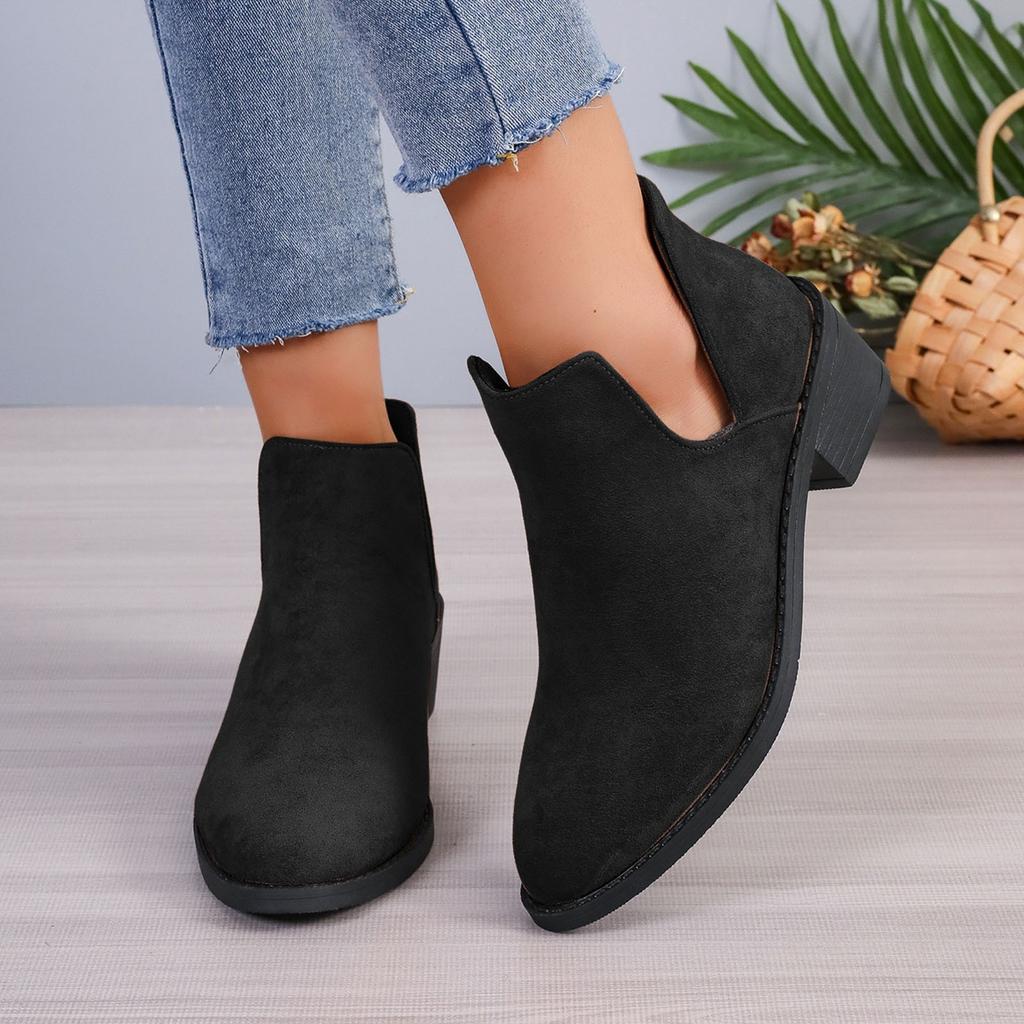 Fashion Boot for Women Women'S Fashionable Suede Pull on Zipper Low Top Casual Pointed Toe Classic Ankle Boots Boot Cut Out 36-43