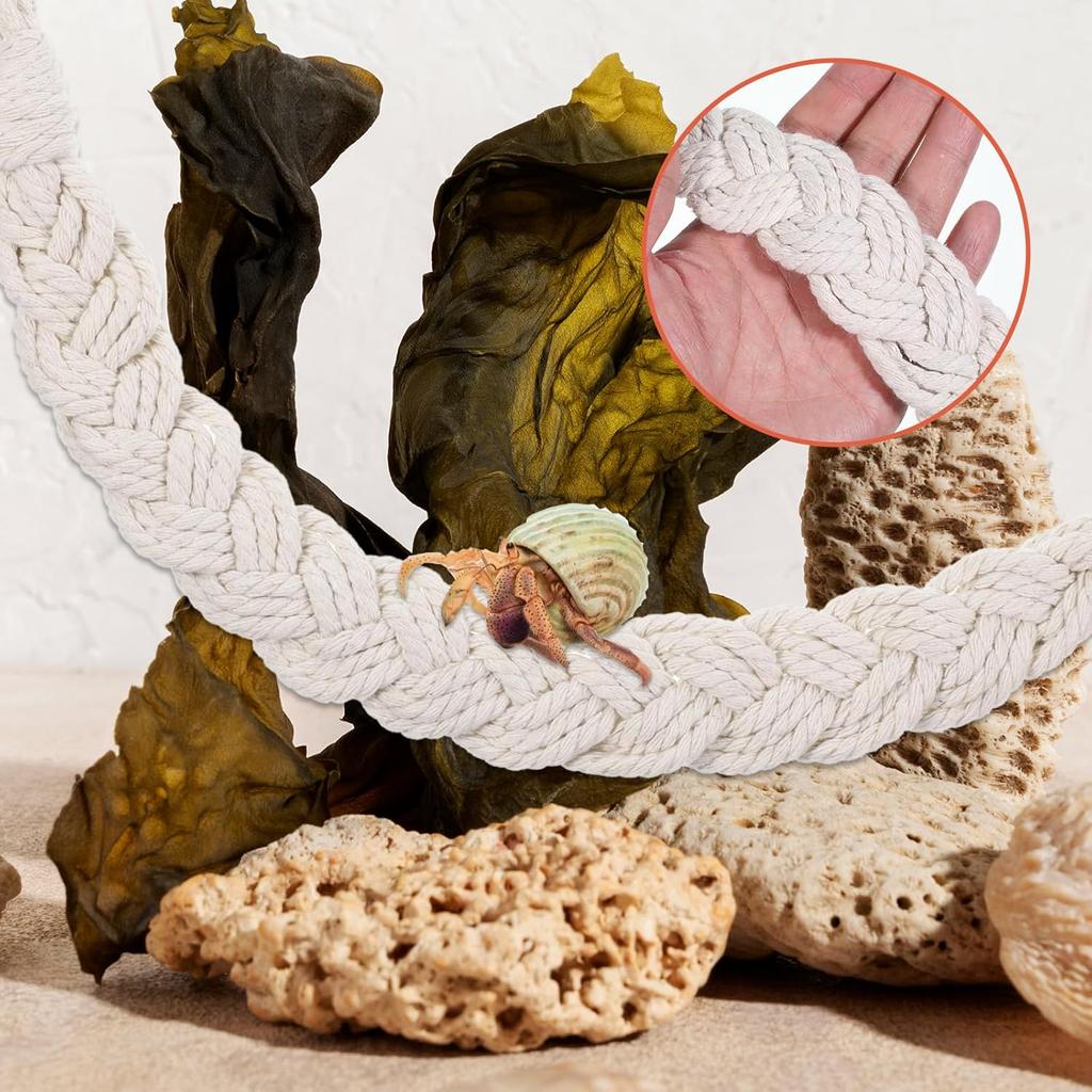 2PCS Hermit Crab Climbing Toys Hermit Crab Accessories Climbing Rope with 4 Hooks Hermit Crabs Habitat Decor for Leopard Gecko Lizards Geckos Snakes