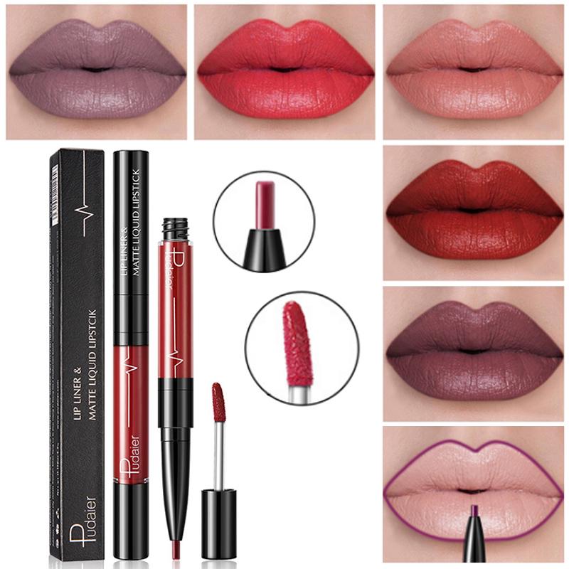 Buy 16 Color 2 In1 Lip Liner Lipstick Matte Lip Gloss Double-end ...