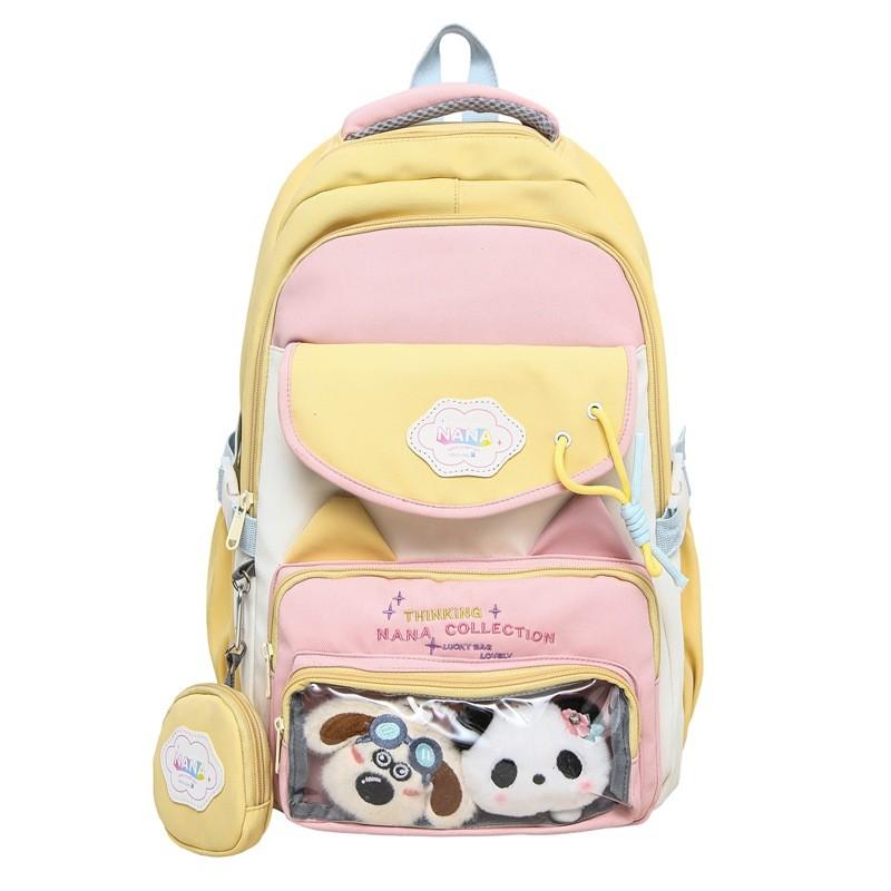 Simple And Elegant Oxford Fabric Backpack With Expandable Design For Teen Schoolers жёлтый