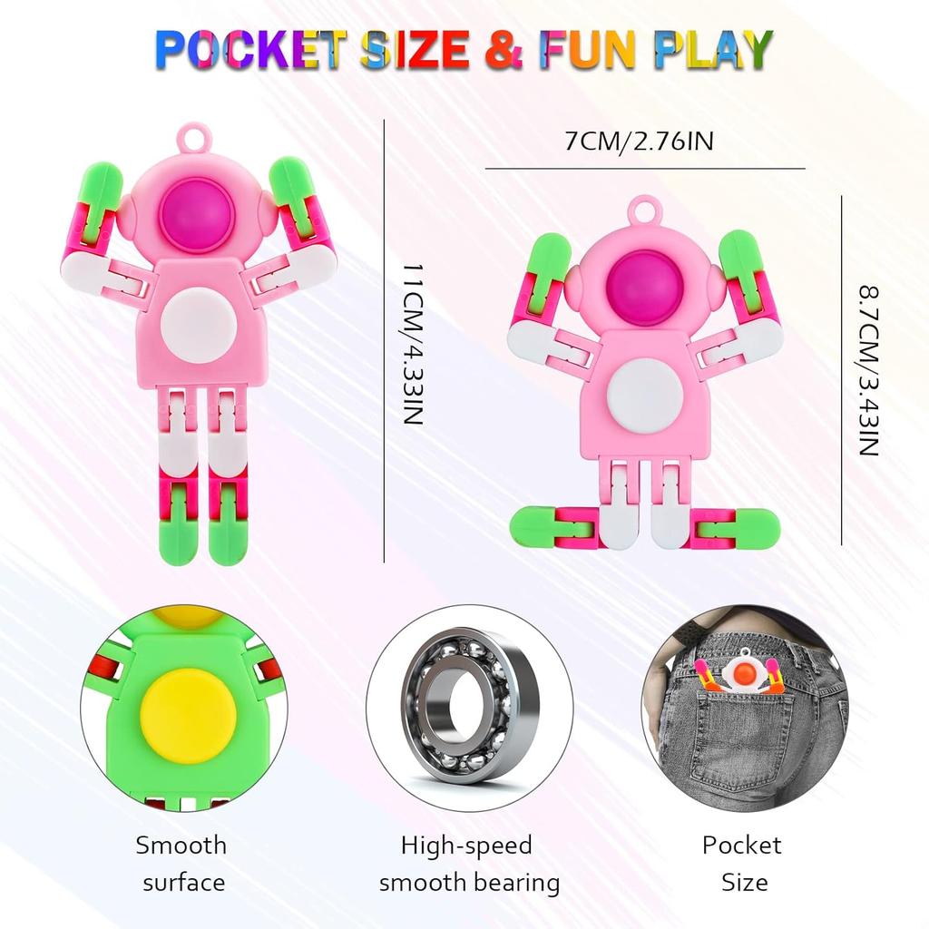 SoulLife 24 Pack Pop Fidget Spinners Bulk, Deformable Astronaut Key Chain Fidget Toys Bulk, Stocking Stuffers Birthday Gifts Party Favors for Kids,