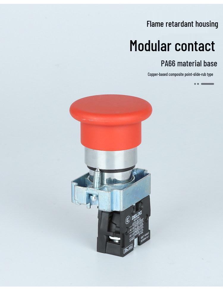 Mushroom Head Push Button Switch LAY5-BC31/BC42, Self-Resetting, XB2 22mm Large Head BC35 Metal