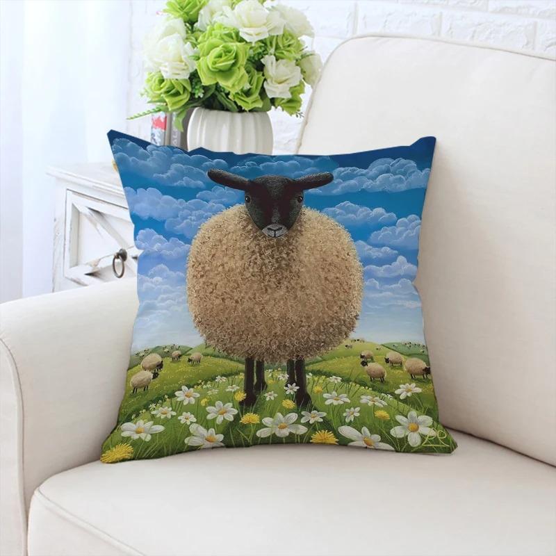Cartoon Sheep Decorative Pillowcase Car Ornaments Office Living Room Sofa Home Pillowcase