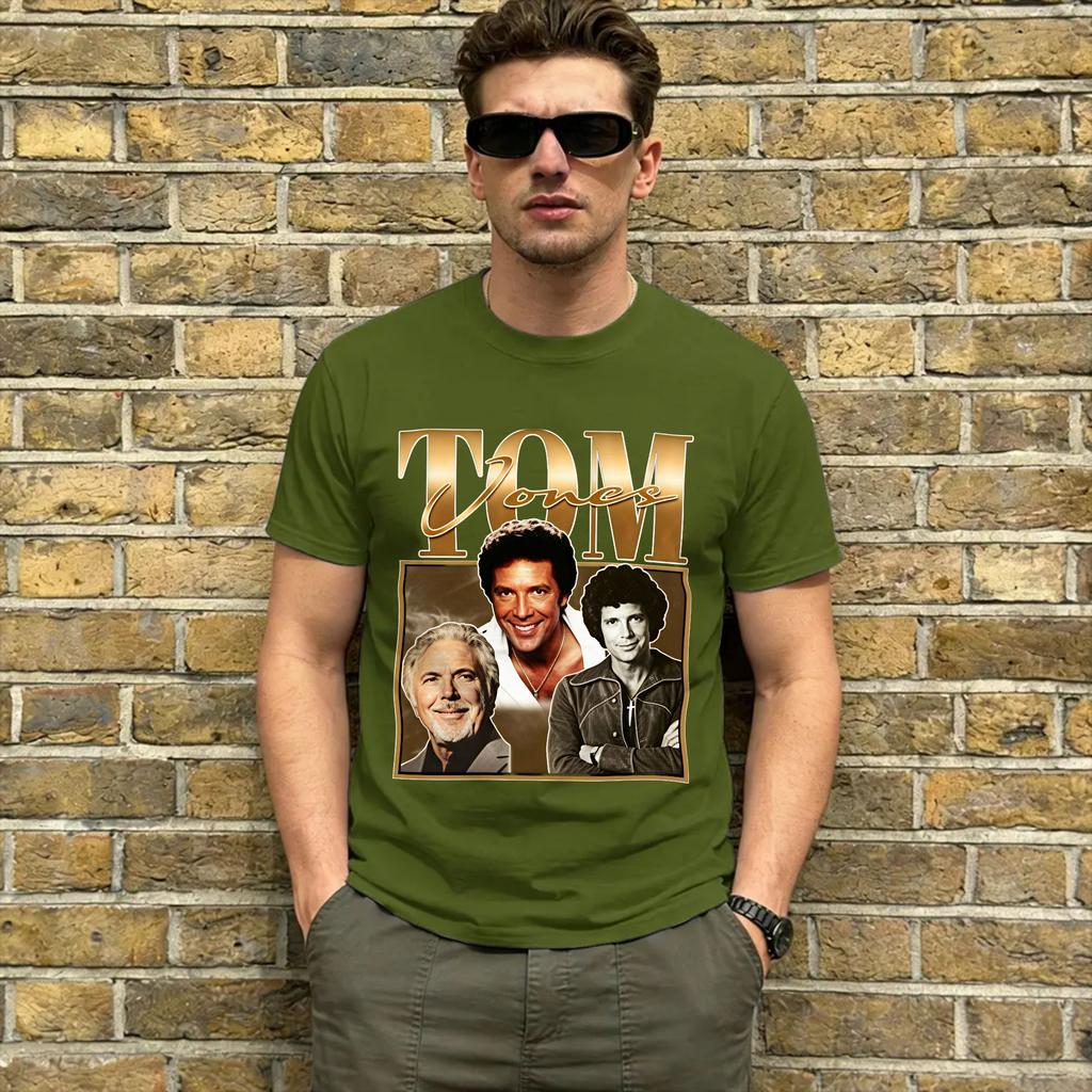 Maglietta in Cotone Tom Jones per Unisex Estate Streetwear Magliette Girocollo Hipster T-shirt Oversize Abbigliamento con Fantasia