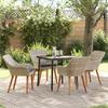 Garden Dining Set with Cushions 5 pcs Light Grey Poly Rattan