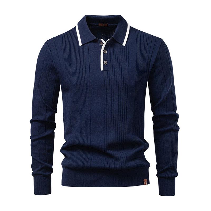 Lapel Men s Sweater Men s Solid Color Knitted Pullover Casual Fashion Business Men s Sweater Autumn and Winter Warm Pullover S