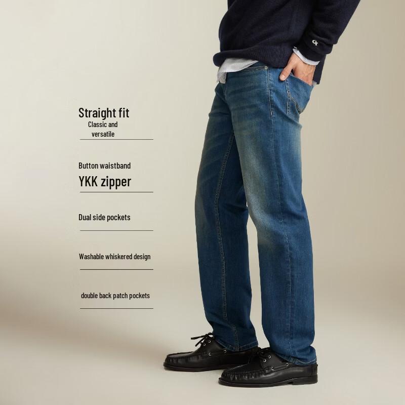 Jack & Jones Men's Strong Elastic Straight Leg Washed Denim Jeans