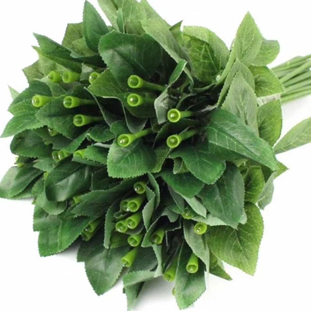 10Pcs Home Decor Flowers Stick Rod with Artificial Leaves Rose Flowers Head Decoration