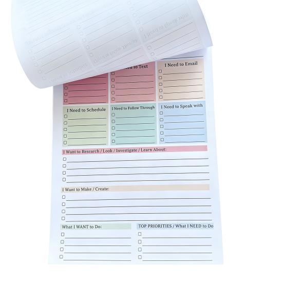 Desktop Reminder Pad A5 Brain Dump Planner, Tear-off Daily Task with 50 Tear Off Note Sheets, Thickened Paper Notepad for Organizing