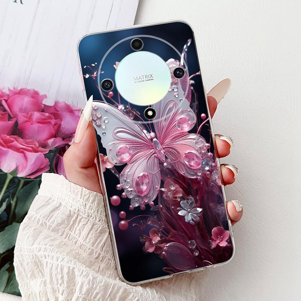 For Honor X9b 5G Case Flowers Butterfly Painted Cover Soft Silicone Casing For Honor X9 X9 b HonorX9b 5G Phone Case