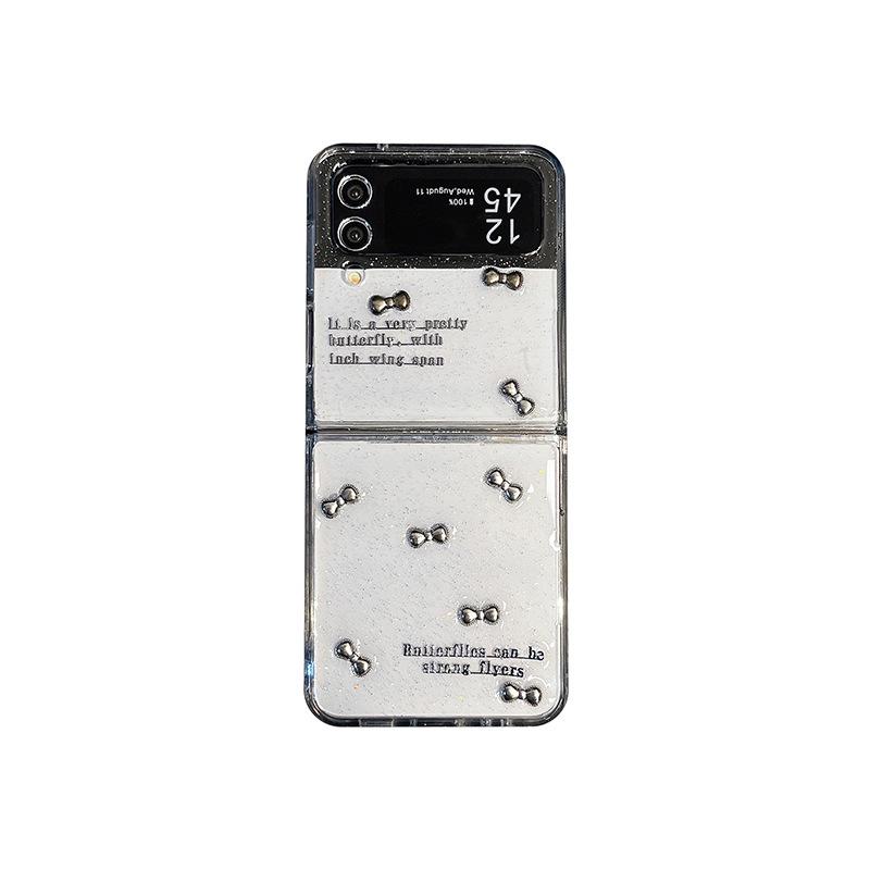 Ins Style High-end Phone Case for Samsung Zflip6 Foldable Screen Flip Zflod5 Glitter Bow W24