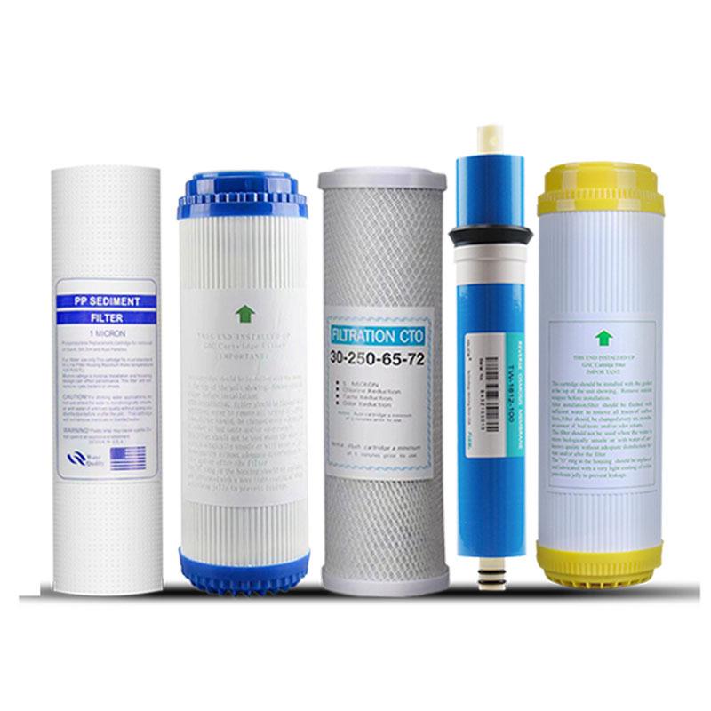 10-Inch 5-Stage Water Purifier: PP Cotton, Granular Carbon, Sintered Carbon, RO Membrane, Coconut Shell Post-Carbon Filters