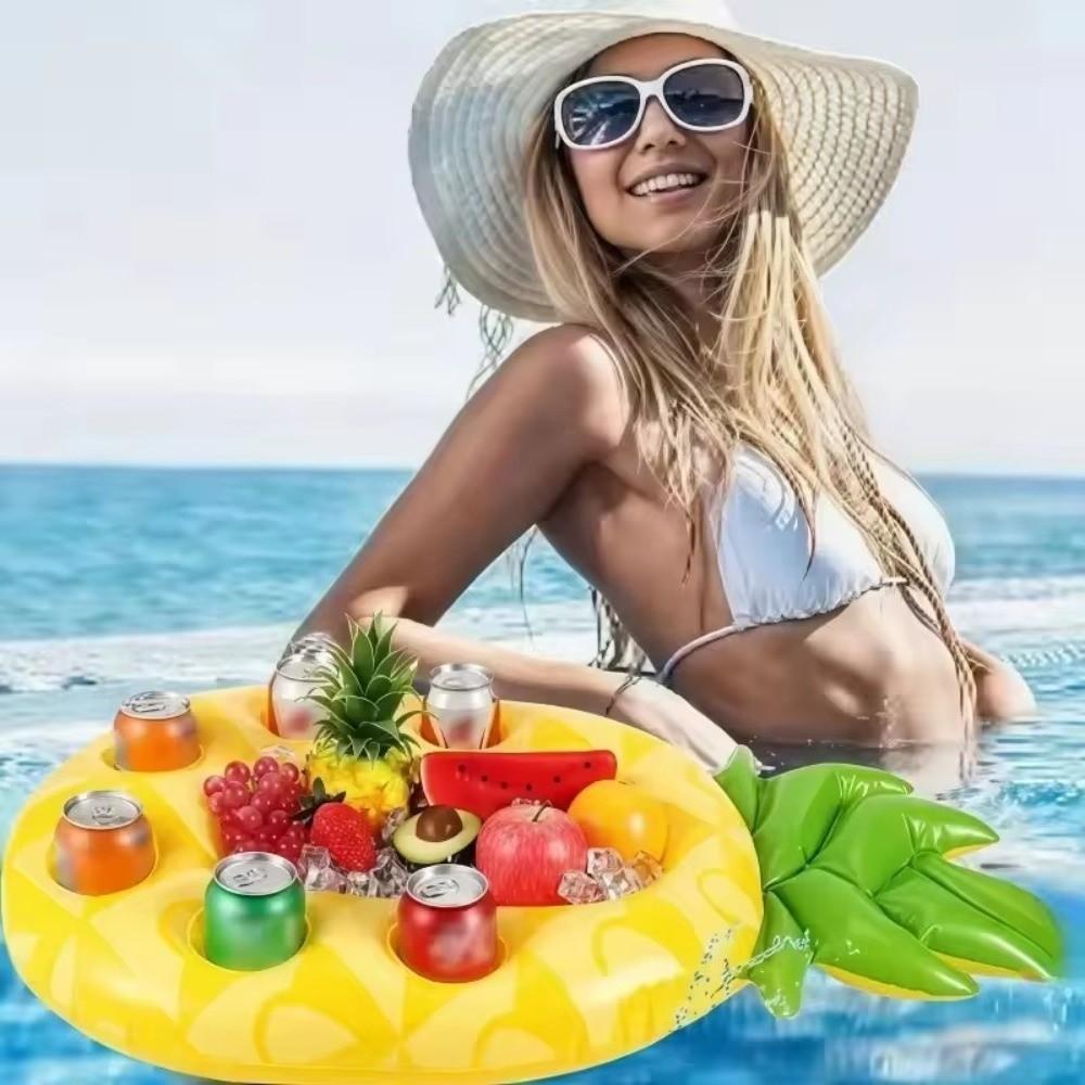 PVC Material Inflatable Cup Holder Portable Floating Bar Tray Inflatable Pool Float Outdoor Bar