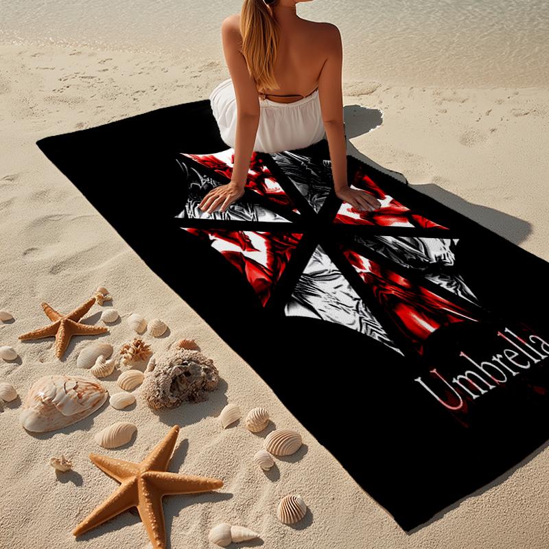 Umbrella Symbol Beach Towel, Super Soft Microfiber, Gift for Her/Him, Birthday, for Pool, Beach, Travel, Home Decor Fan gifts