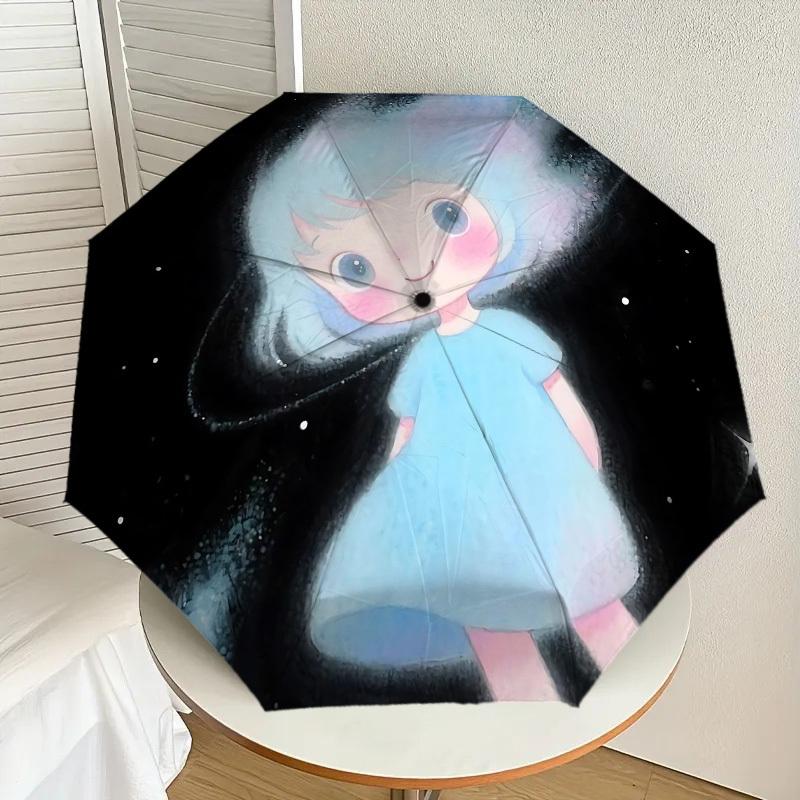 Starry Night Dreams: Magical Galaxy Print Umbrella - Auto Open/Closed, Outdoor Protection, Travel Accessory, Lightweight & Durable 084
