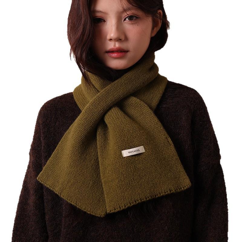 2026 Winter Knitted Wool Scarf Women Men Solid Color Long Wrap Warm Cozy Neckwear Korean Style 30cm Wide
