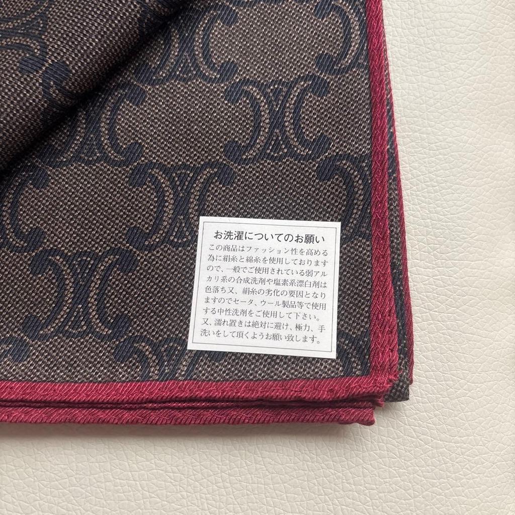 Used CELINE Handkerchief 58cm Scarf Macadam All-over Pattern Silk Blend