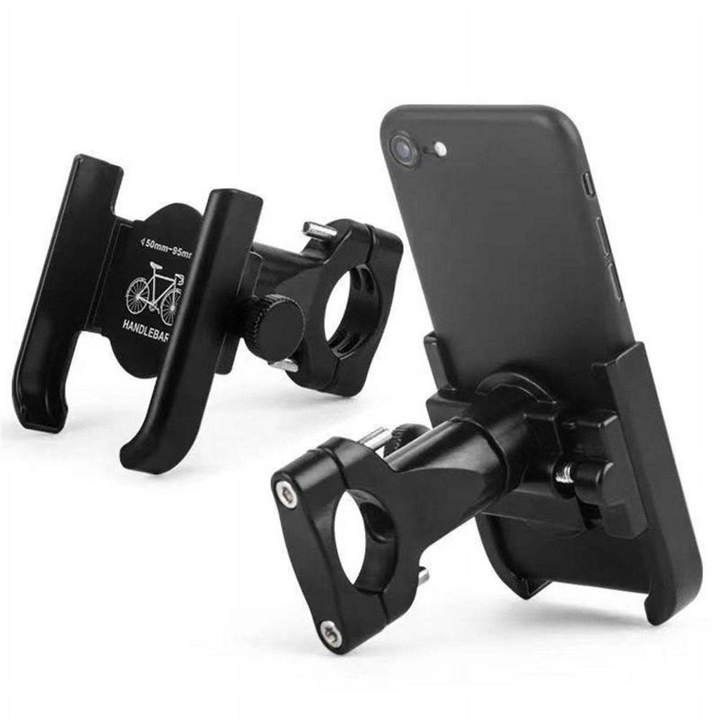 Heavy-Duty Motorcycle Phone & GPS Holder Adjustable Clamp with Free Mount, Compatible for Smartphones Tablets Navigation Devices