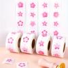 1roll/500pcs Cherry Blossom Round Seal Roll Stickers Adhesive Flower Decor Journal Gifts Reward Labels Wedding Sticker DIY Craft